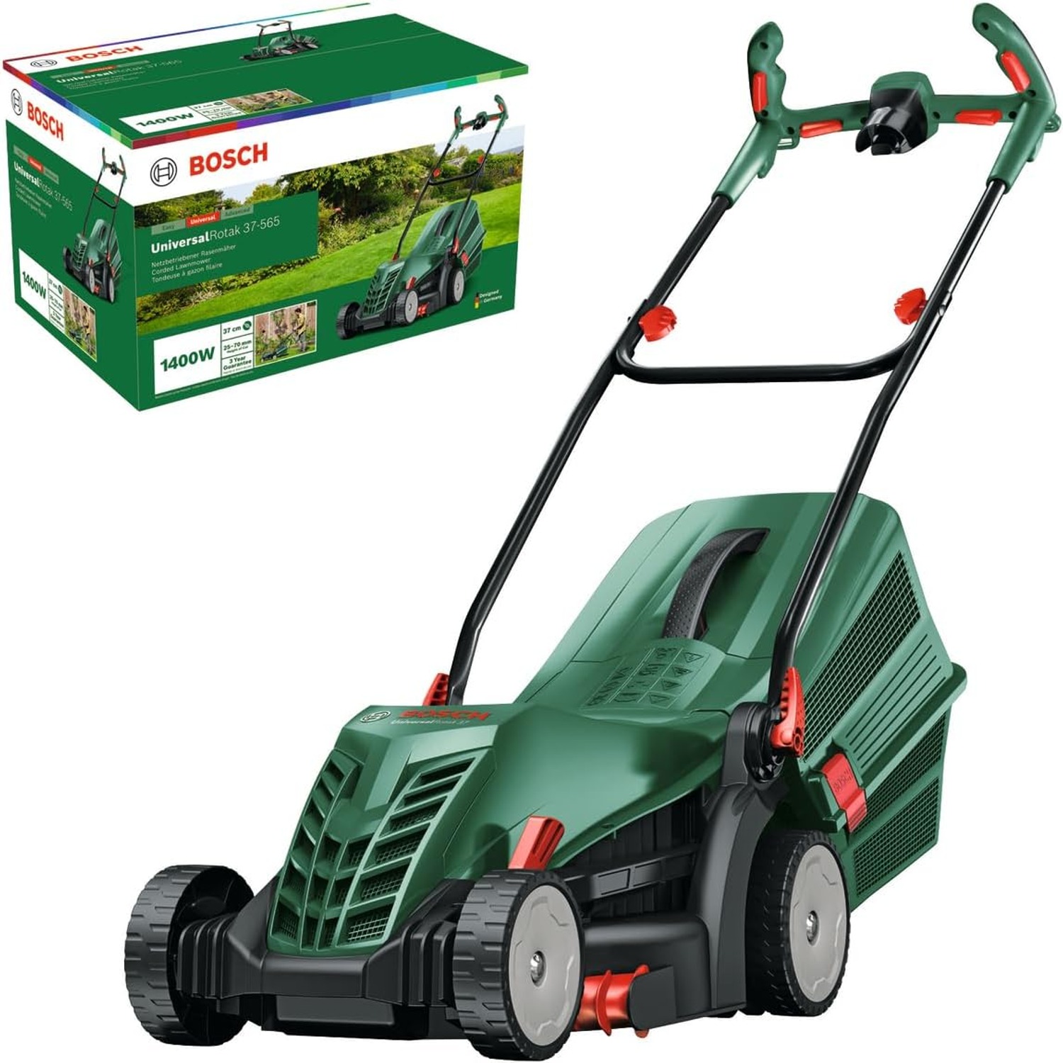 37cm Corded Electric Lawn Mower with Grass Box